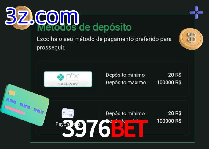 O cassino 3976Bet oferece uma grande variedade de métodos de pagamento